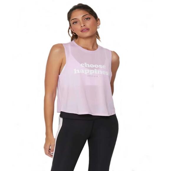 Spiritual Gangster Cropped Muscle Tank Size Small Choose Happiness Lavender NWT - Picture 15 of 16